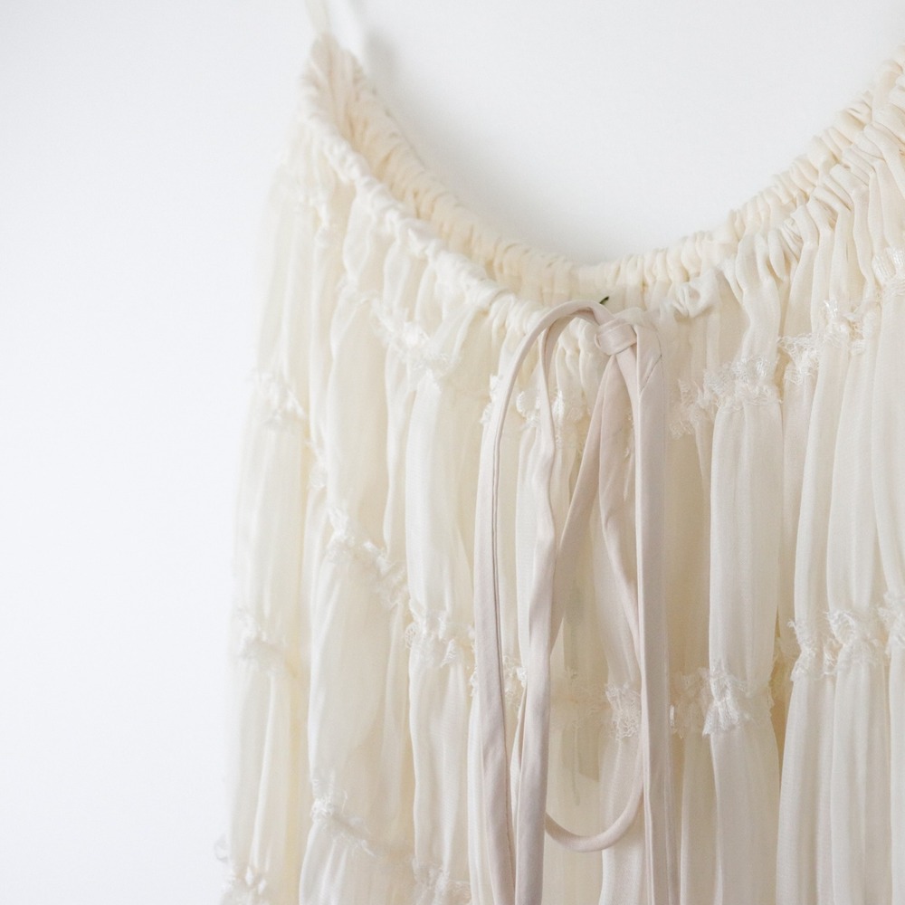 NWT Arcina Ori Juliette Skirt Cream Medium Maxi Tiered - Picture 5 of 10